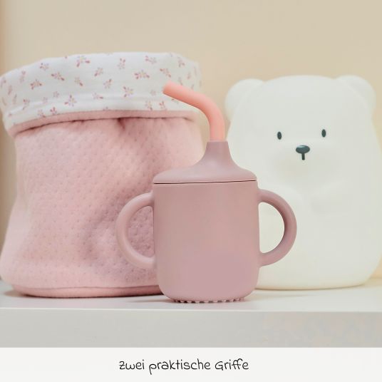 Nattou Strohhalm-Becher mit Griffen Silikon - Pink