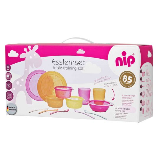 Nip Set per imparare a mangiare da 13 pezzi - Rosa Arancione