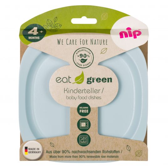 Nip Piatti ecologici per bambini 2-pack mangia verde - realizzati con materie prime rinnovabili - blu