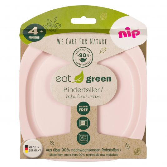 Nip Eco children's plates 2 pack eat green - from renewable raw materials - Rose