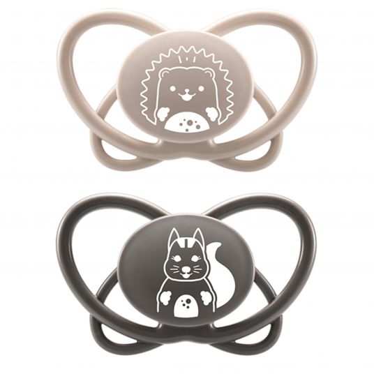 Nip Eco pacifier 2-pack My Butterfly - silicone 16-32 M - made from renewable resources - Brown / Grey