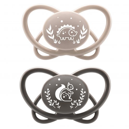 Nip Eco pacifier 2-pack My Butterfly - silicone 5-18 M - from renewable resources - Brown / Grey