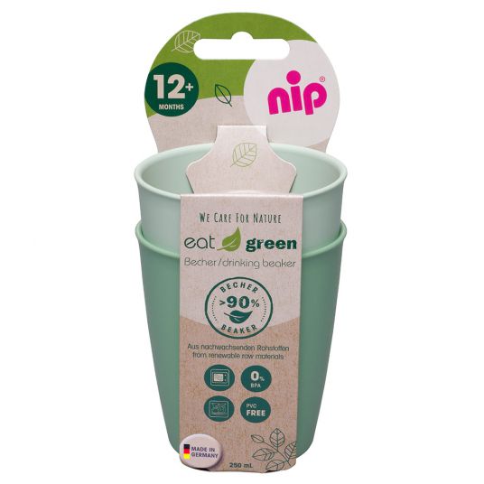 Nip Trinkbecher 2er Pack eat green - aus nachwachsenden Rohstoffen - Grün