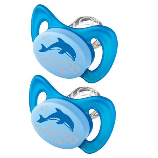 Nip Pacifier 2 Pack Miss Denti - Silicone 5-13 M - Dolphin - Blue