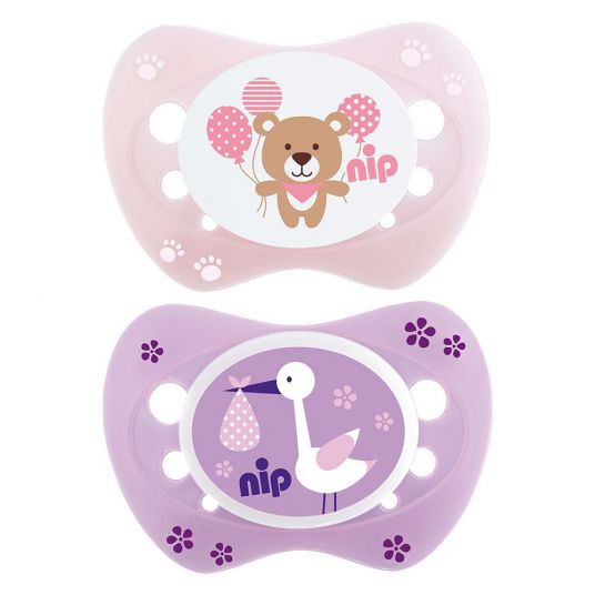 Nip Pacifier 2 Pack Newborn - Silicone 0-2 M - Purple Pink