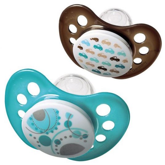Nip Pacifier 2 Pack Trendy - Silicone 0-6 M - Cars & Circles