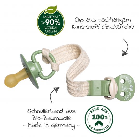 Nip Schnullerband stay green - aus Bio-Baumwolle - Grün