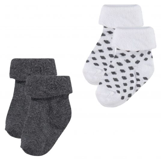 Noppies Socken 2er Pack - Dot Grau - Gr. 0 - 3 Monate