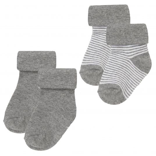 Noppies Socken 2er Pack - Guzzi Ringel Grau - Gr. 0 - 3 Monate