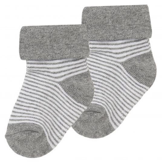 Noppies Socken 2er Pack - Guzzi Ringel Grau - Gr. 0 - 3 Monate
