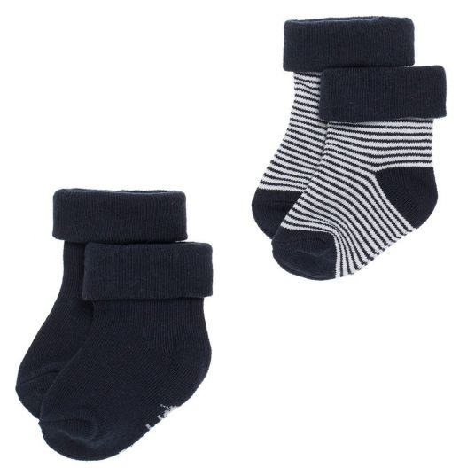 Noppies Socks 2 pack - Guzzi striped Navy - size 0 - 3 months