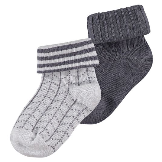 Noppies Socken 2er Pack - Kasel Grau - Gr. 0 - 3 Monate