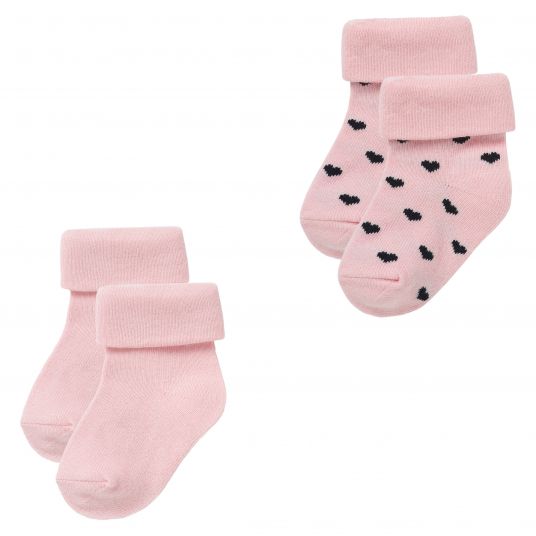 Noppies Socks 2 Pack - Naples Hearts Pink - Size 0 - 3 months