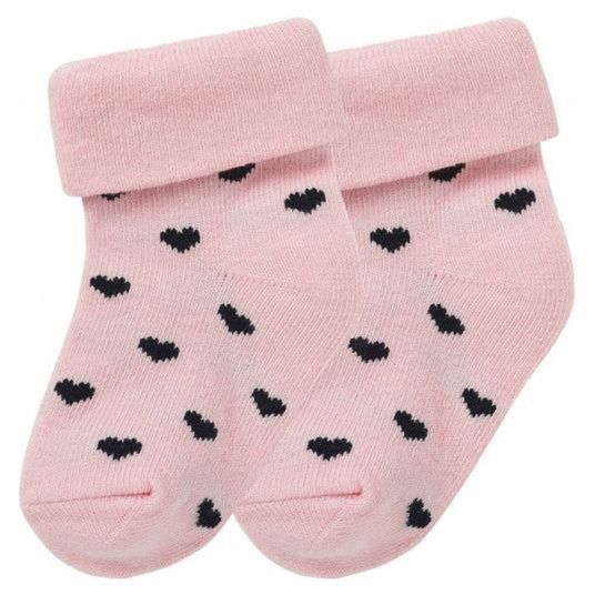 Noppies Socks 2 Pack - Naples Hearts Pink - Size 0 - 3 months