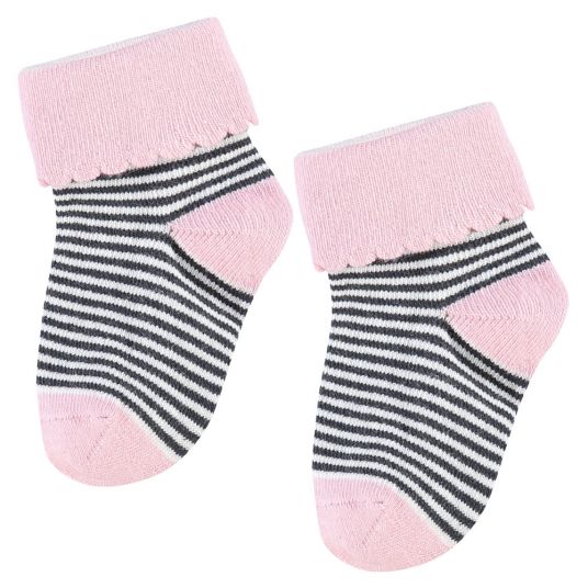 Noppies Socks 2 Pack Poquoson - Pink Grey - Size 0-3 months