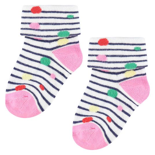 Noppies Socks 2 Pack Raleigh Stripes - Colorful White - Sizes 3 - 6 months