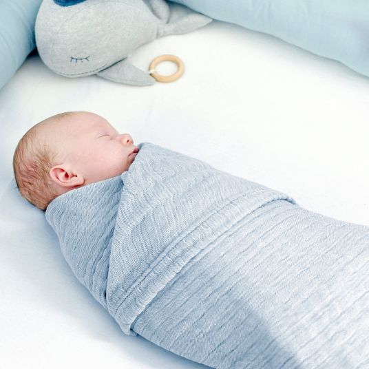 nordic coast company Baby blanket / cuddle blanket muslin- 80 x 80 cm - Blue