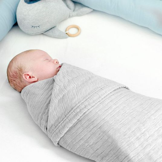 nordic coast company Baby blanket / cuddle blanket muslin- 80 x 80 cm - Grey