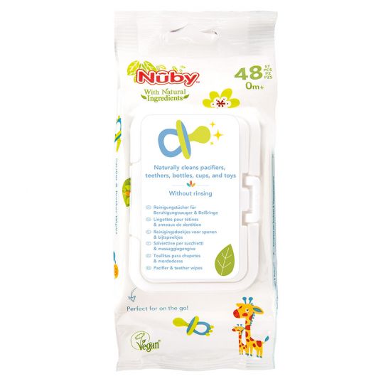 Nuby Antibacterial Wet Wipes 48 Pack for Pacifiers & Teething Rings