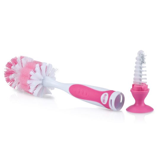 Nuby Bottle brush 2-in-1 with suction base - Pink