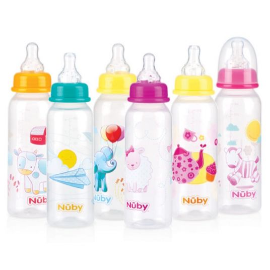 Nuby PP bottle 240 ml - silicone size 1 - various designs