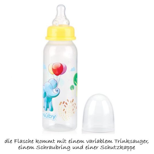 Nuby PP-Flasche 240 ml - Silikon Gr. 1 - verschiedene Designs