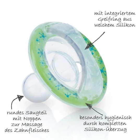 Nuby Pacifier Soft Flex - Silicone from 6 M - Green