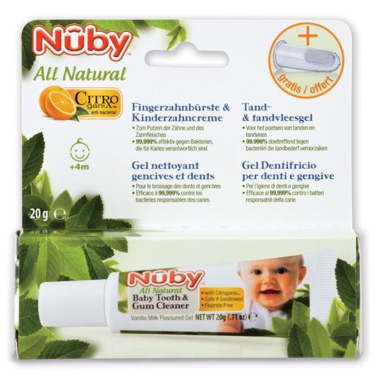 Nuby Set Finger-Zahnbürste & Zahncreme All Natural Citroganix 20 g