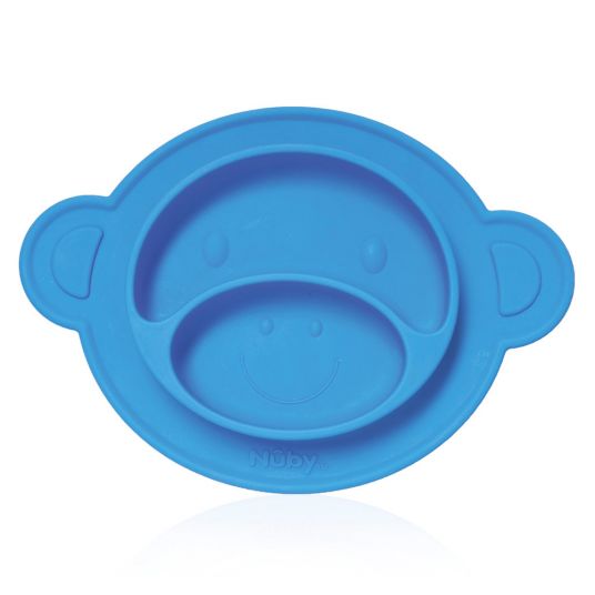 Nuby Silicone eating plate non-slip - Monkey - Blue