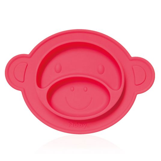 Nuby Silicone eating plate non-slip - Monkey - Red