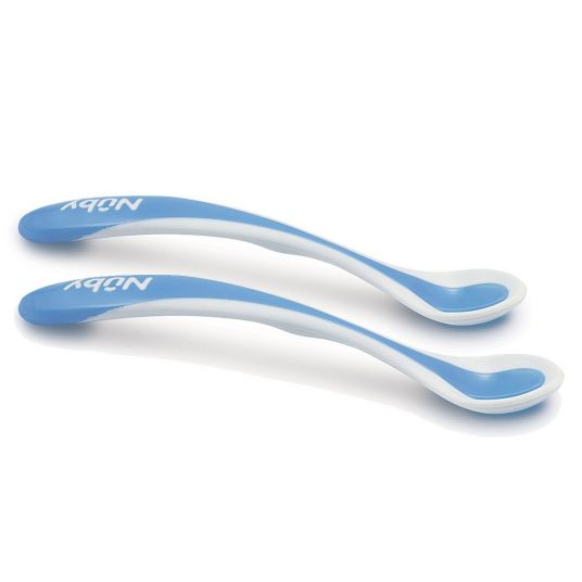 Nuby Heat Sensor Spoon 2 Pack Soft Sensitive - Blue