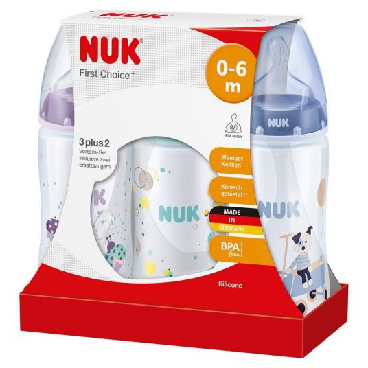 Nuk 3 pcs PP bottle set First Choice+ 3 plus 2 - silicone size 1