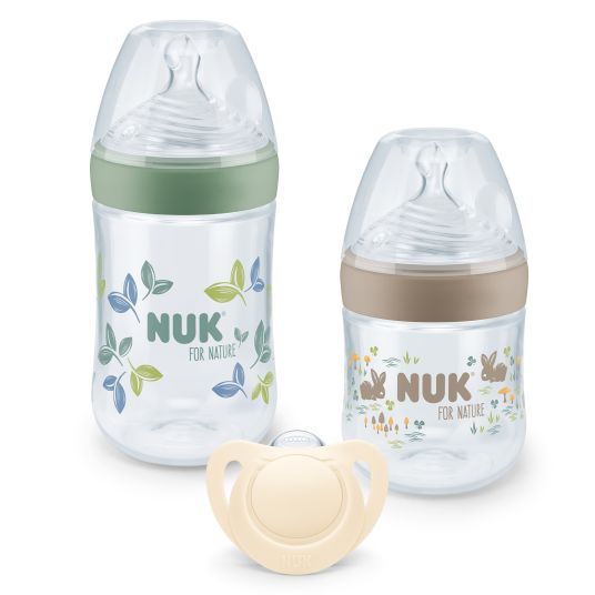 Nuk 3-piece starter set for Nature - 2x PP bottle (150 ml & 260 ml) + 1x silicone pacifier (0-6 months)