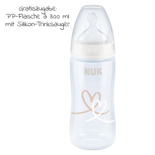 Nuk 4-tlg. Reinigungs-Set für Babyflaschen - Dampfsterilisator Vario Express + Abtropfständer + Flaschenbürste + PP-Flasche First Choice Plus 300 ml