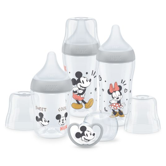 Nuk 4-piece starter set Perfect Match - 3x PP bottle (150 ml & 260 ml) + silicone teat (size S & M) + Space pacifier - Disney Mickey Mouse