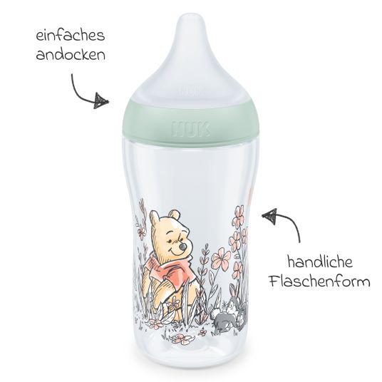 Nuk 4-tlg. Starter-Set Perfect Match - 3x PP-Flasche (150 ml & 260 ml) + Silikon-Sauger (Gr. S & M) + Schnuller Space - Disney Winnie Pooh