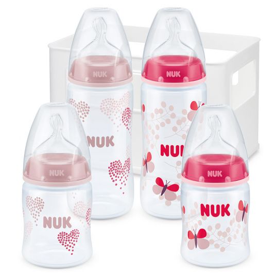 Nuk 5-piece PP bottle set First Choice Plus - Silicone - Pink