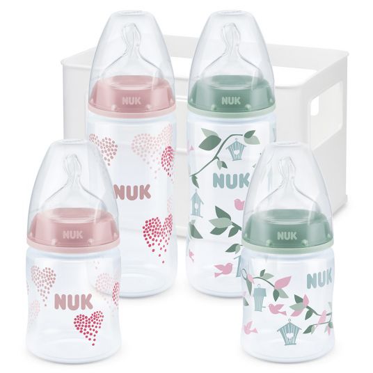 Nuk 5pcs PP Bottle Set First Choice Plus - Silicone - Pink Green