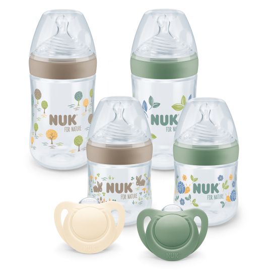 Nuk 6-piece Perfect-Start-Set for Nature - 4x PP bottle (150 ml & 260 ml) + 2x silicone pacifier (0-6 months)