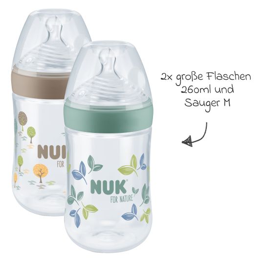 Nuk 6-tlg. Perfect-Start-Set for Nature - 4x PP-Flasche (150 ml & 260 ml) + 2x Silikon-Schnuller (0-6 Monate)