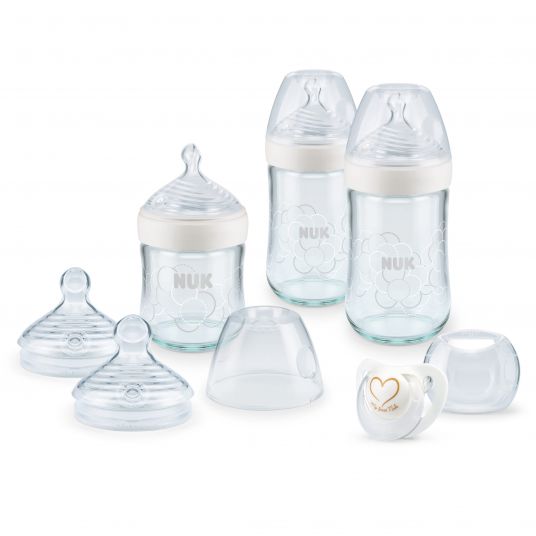 Nuk Set di 7 pezzi di bottiglie di vetro Nature Sense - Bianco
