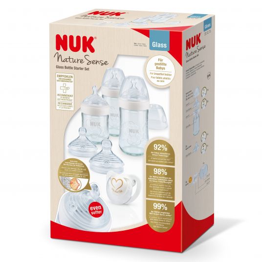 Nuk Set di 7 pezzi di bottiglie di vetro Nature Sense - Bianco