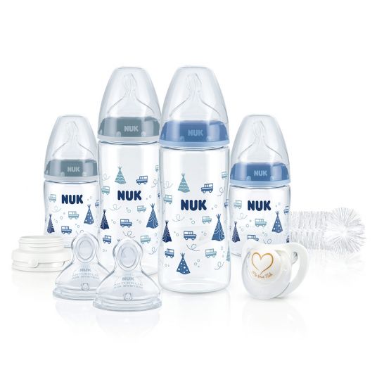 Nuk 9-piece Perfect Start Set First Choice Plus - Silicone - Blue