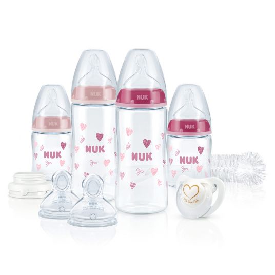 Nuk 9-piece Perfect Start Set First Choice Plus - Silicone - Pink