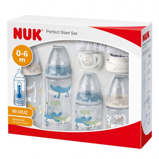 Nuk 9-tlg. Perfect-Start-Set PA First Choice Plus - Temperature Control - Blau