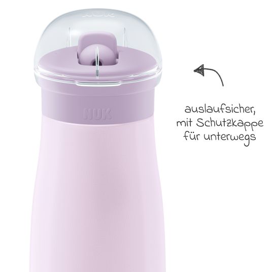 Nuk Edelstahl-Trinkflasche Mini-Me Flip Cup - mit bissfestem Trinkaufsatz 500 ml - Blume - Flieder