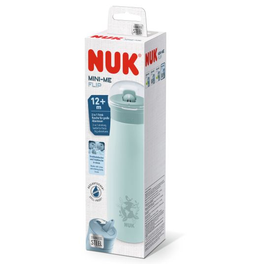 Nuk Stainless steel drinking bottle Mini-Me Flip Cup - with bite-proof drinking top 500 ml - Globus - Blue