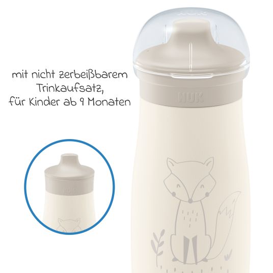 Nuk Edelstahl-Trinkflasche Mini-Me Sip Cup - mit bissfestem Trinkaufsatz 300 ml - Fuchs - Beige