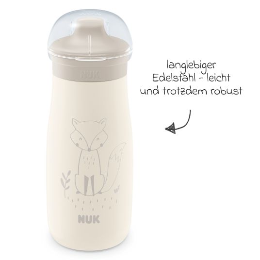 Nuk Stainless steel drinking bottle Mini-Me Sip Cup - with bite-proof drinking lid 300 ml - Fox - Beige