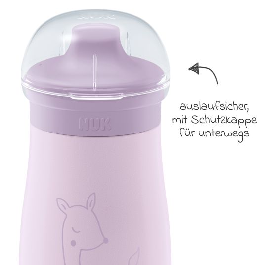 Nuk Edelstahl-Trinkflasche Mini-Me Sip Cup - mit bissfestem Trinkaufsatz 300 ml - Reh - Flieder